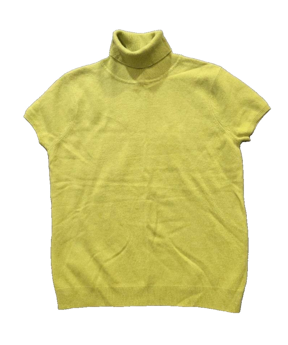 Evelyn Grace 100% Cashmere Pale Pink Short Sleeve Turtleneck Sweater XL A010049
